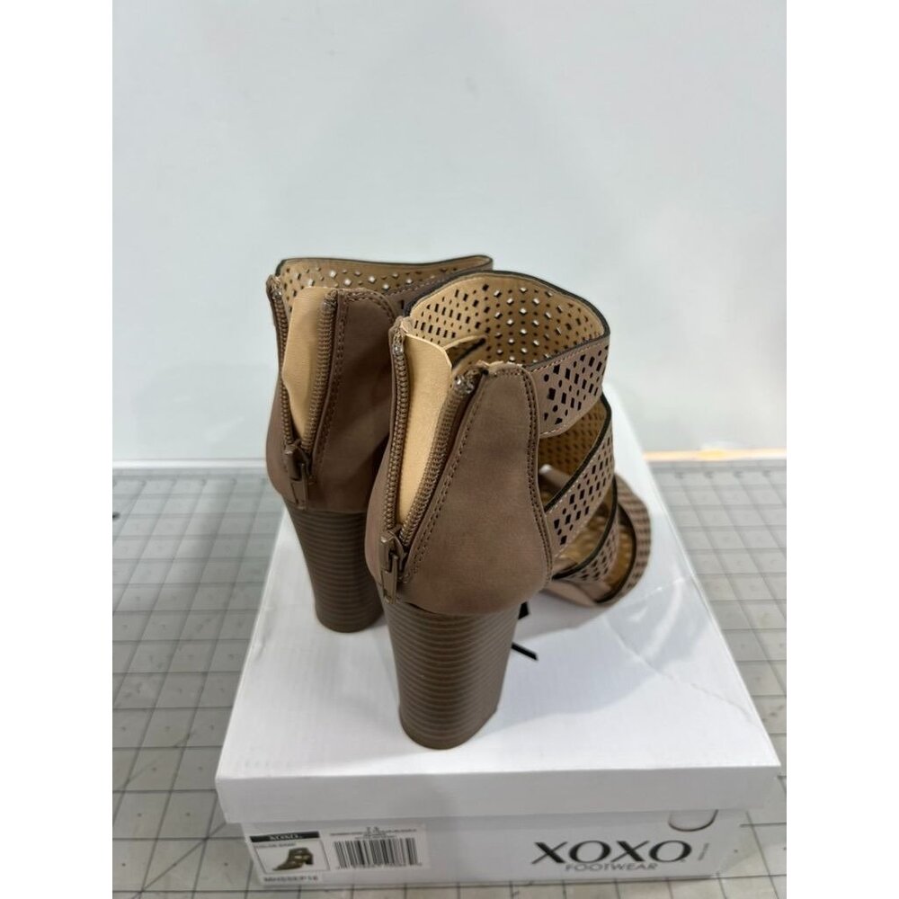 XOXO Women's Casual Boots Sand - Sand Perforated Peep-Toe Beamer Ankle Boot - Wo - Picture 5 of 9